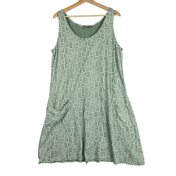 Fresh Produce Shirt Dress Crew neck Green Geometric print Sleeveless Size XXL - Picture 1 of 8